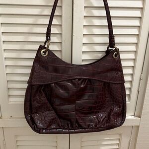 Michael Rome Dark Brown Faux Croc Shoulder Bag